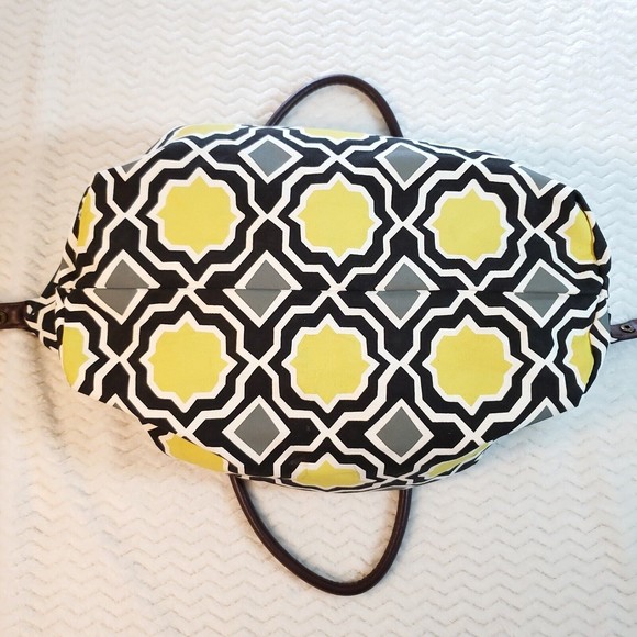 Lulu Dharma Bag Canvas Carry-On Travel Tote Weekender Eco-Luxury Geo Chartreuse - Picture 5 of 13